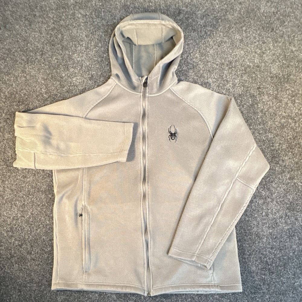 Spyder Mens Large Full Zip Hoodie Gray Fleece Activewear Hooded Jacket L